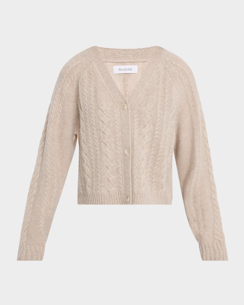 Airy Cable-Knit Cashmere Cardigan